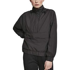 Urban Classics Windbreaker voor dames, lichte overjas, pull-over-jack, zwart (Black 00007), S