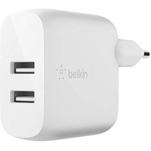Belkin Boost Charge 24 W USB-A-oplader met twee poorten (USB-wandoplader voor iPhone 13, 13 Pro, 13 Pro Max, 13 mini en oudere modellen, S20, S20+, S20 Ultra en Pixel 4)