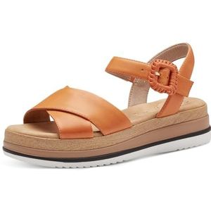 Tamaris Comfort 8-88701-42 650 ORANGE Wedge Plateau voor dames, comfortabele extra brede alledaagse schoen, feestelijk, elegant, platte sandalen, 39 EU breed, oranje, 39 EU Breed