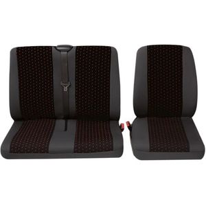 Petex 30071912 Profi 1 stoelbekleding 4-delig polyester rood, antraciet bestuurdersstoel, dubbele stoel