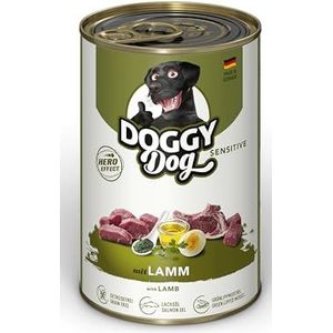 DOGGY Dog Paté Lamm Sensitive, 6 x 400 g, nat voer voor honden, graanvrij hondenvoer met zalmolie en groenlipmossel, bijzonder goed verdragen compleet voer, Made in Germany