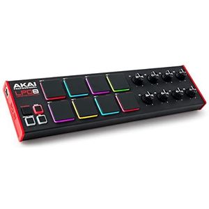 AKAI LPD8 MK2 LPD8 - USB MIDI-controller met 8 responsieve MPC-drumpads voor Mac en pc, 8 toewijsbare knoppen en muziekproductiesoftware,zwart