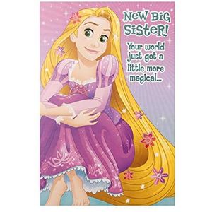 Hallmark Nieuwe Big Sister felicitatiekaart - kleurrijk Rapunzel-ontwerp uit de Disney Princess Range