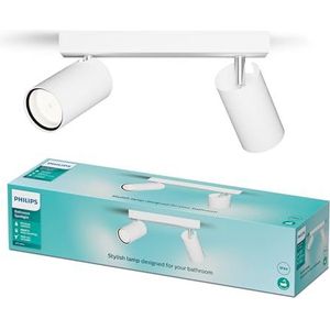 Philips Idris Spot - Plafondspot - Spatwaterdicht IP44-5W - Wit - Badkamerlamp - Twee lichtpunten - Alleen geschikt voor LED spots