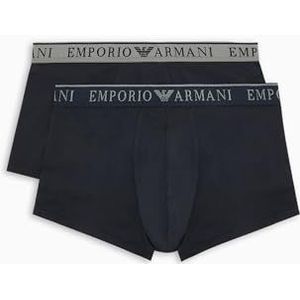 Emporio Armani Heren Stretch Katoen Endurance 2-Pack-Trunk, Medium Melange Grijs/Wit, L, Medium Melange Grijs/Wit, L