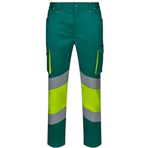 VELILLA 303008S stretchbroek, tweekleurig, gesegmenteerde band, groen en neongeel, maat L, groen en neongeel, L