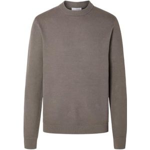 Selected Homme Heren trui SLHDANE regular fit Bruin Ronde Hals Volwassenen