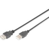 DIGITUS USB 2.0 verlengkabel - 1,8 m - USB A (St) naar USB A (Bu) - 480 Mbit/s - verbindingskabel, USB-kabel - zwart