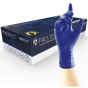 Unigloves PRO.TECT GA0012 Zwaargewicht Uitgebreide Manchet Latex Onderzoek Handschoenen, Klein, Set van 50