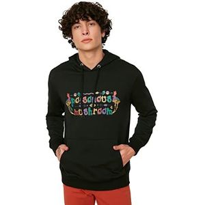 Trendyol Heren capuchon effen Regular sweatshirt, zwart, S, Zwart, S
