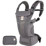 Ergobaby Omni Breeze Babydrager vanaf de geboorte tot 20 kg, 4 posities SoftFlex mesh ergonomische Baby-buikdrager Rugdrager Babydraagdoek, Graphite Grey