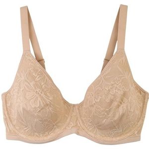 Bali Women's Breathe Lace Underwire, Breathable Modal Bra, Convertible Straps, Almond