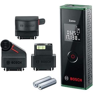 Bosch laser afstandsmeter Zamo met 3 adapters in hoogwaardige kartonnen doos (eenvoudig en nauwkeurig meten tot max. 20 m, 3e gen.)
