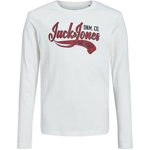 Jack & Jones Junior Jongens JJELOGO Tee LS Oneck 2 COL AW23 NOOS JNR T-shirt, Cloud Dancer, 128, cloud dancer, 128 cm