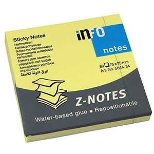 Zelfklevende notities met Z-vouw, briljantgeel, 75 x 75 mm, 80 vellen per blok, 12 blokken per verpakking
