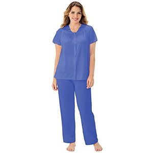 Exquisite Form 90807 Dames Plus Size Nylon Tricot Short Sleeve Bijpassende Pyjamaset, Rocky Blue, 1X