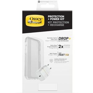 OtterBox Drop Protection-Bundel voor Apple iPhone 13 Pro Max, Symmetry Clear Dunne Beschermende Hoes, Alpha Glass-Screenprotector enEU USB-C 20W USB-C PD, Wit