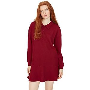 Trendyol Dames Loungewear Oversize standaard staande kraag geweven jurk, bordeaux, S, Bourgondy, S