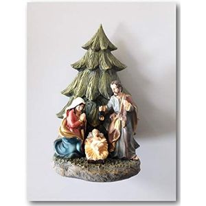 Kerststal * Heilige familie onder een dennenboom