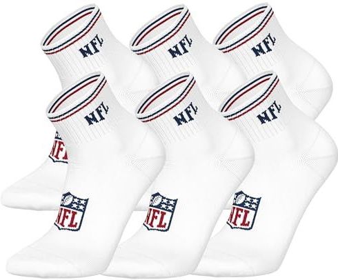 NFL SHIELD 6pk Quarter Socks - WHT - 35/38