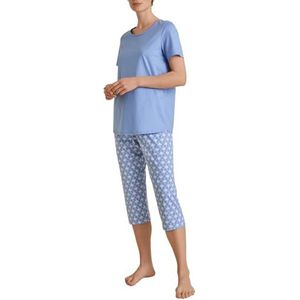 CALIDA Shell Nights Pyjama 3/4 Hydrangea Blue, 1 stuk, maat 36-38, Hydrangea Blue., 36/38