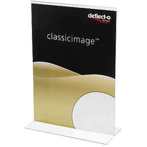 Deflecto Classic Image tabletop display, recht, A4, staand formaat, 210 x 305 x 93 mm, glashelder, dubbelzijdige presentatie, menukaarthouder, reclamestandaard