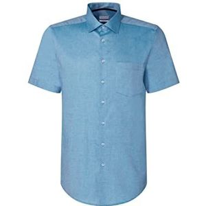 Seidensticker Men's Regular Fit Shirt met korte mouwen, turquoise, 42, turquoise, 42