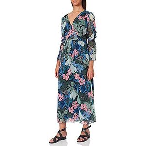 Tommy Jeans Dames Wrap Maxi 3/4-mouw wikkeljurk, meerkleurig (Botanical Print 901), L