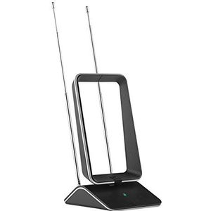 One For All Amplified Indoor Digital TV Aerial - Klaar voor het ontvangen van Freeview en Analoge TV-signalen binnen een bereik van 15 mijl – 4K Ultra HD Ready - HDTV Antenna – UHF/VHF – zwart - SV9465