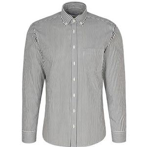 Seidensticker Casual overhemd voor heren, regular fit, gemakkelijk te strijken, button-down-kraag, lange mouwen, 100% katoen, blauw, 44