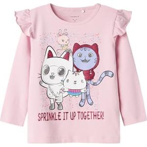 NAME IT Nmfnessie Gabby Ls Nreg Top Box Sky shirt met lange mouwen voor meisjes, Corsage, 86