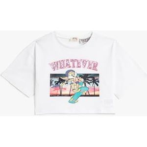 Koton Girls's Lola Bunny Licenced Crop Oversized T-shirt met korte mouwen, wit (000), 4-5 Jaar