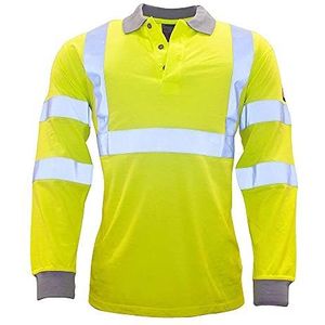 Portwest FR77 Vlamvertragend Antistatisch Hi-Vis Poloshirt met Lange Mouw, Geel, Normaal, Grootte S