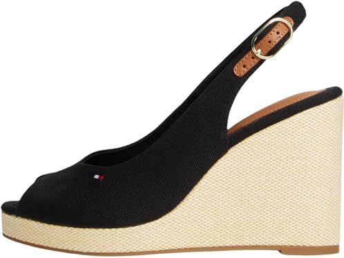 TOMMY HILFIGER Women's FLAG HIGH WEDGE ESPAD SLINGBACK Espadrilles, ZWART (Zwart), 3.5 UK, Zwart, 36 EU