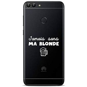 Zokko Beschermhoes voor Huawei P Smart Jamais zonder Mijn Blonde – zacht transparant inkt wit
