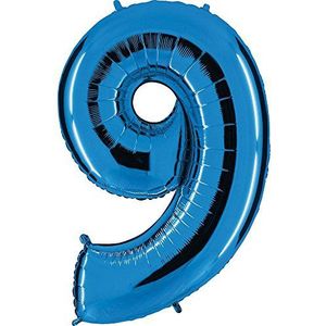 PartyMarty Grabo_009B-P ballon getal in blauw - XXL reuzengetal 100 cm - voor verjaardag jubileum & co - negen - party geschenk decoratie folie ballon lucht ballon Happy Birthday (nummer 9)