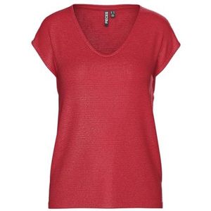 PIECES Pcbillo Tee Lurex Stripes JRS Noos Bc, goji berry, L