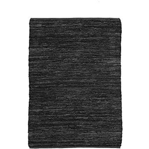 THE DECO FACTORY Skin - Tapijt van gevlochten leer, zwart, 160 x 230 cm