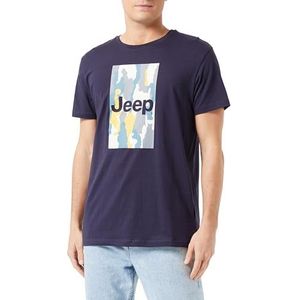 JEEP O102905-A928 J Heren T-shirt met Grote Print met schors Camouflage J23W Heren Night Blue XXL, Nacht Blauw, XXL