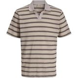 JACK & JONES Heren Male Gestreept Poloshirt Jprbluharry Ss Split Neck Polo, Rose Dust, L