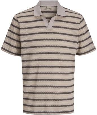 JACK & JONES Heren Male Gestreept Poloshirt Jprbluharry Ss Split Neck Polo, Rose Dust, L