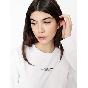Armani Exchange Long Sleeve Milano/New York Crew Neck Sweatshirt Dames Survey Shirt, Wit, M