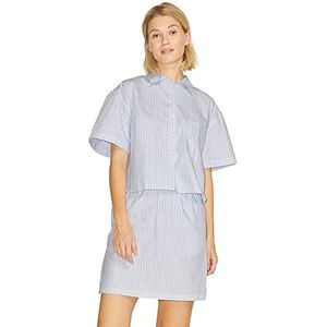 JACK & JONES Dames Jjxx Jxmolly Ss Relaxed Poplin Shirt Sn Blouse, Wit/Stripes: blauw, M
