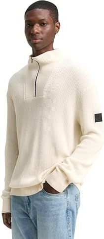 TOM TAILOR DENIM - Trui - Wolwit - Knitwear - Halve Rits