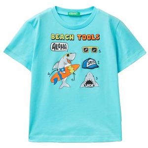 United Colors of Benetton T-shirt voor kinderen en jongeren, Blauw, 4 anni