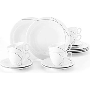 Seltmann Weiden 001.706998 porseleinen koffieservies 18-delig Trio Highline, wit