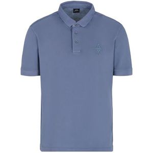 Armani Exchange Heren Ax Stacked Logo Garment Dyed Cotton Piquet Polo Shirt, stone, L