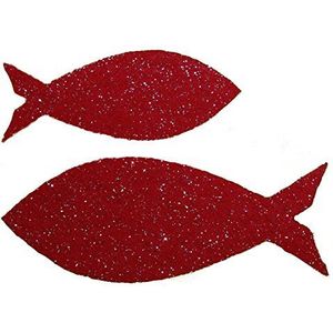 Petra's Knutsel-News strooidecoratie, 50-delige visset, 2 verschillende maten, glittervilt, eenzijdig glitter, fliz, rood, 18 x 12 x 5 cm