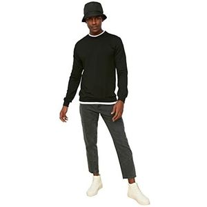 Trendyol Heren Black Male Basic Regular Fit Sweatshirt, S