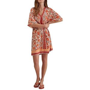 women'secret Mini-jurk met oranje bedrukte camisole voor dames, Oranje print, S